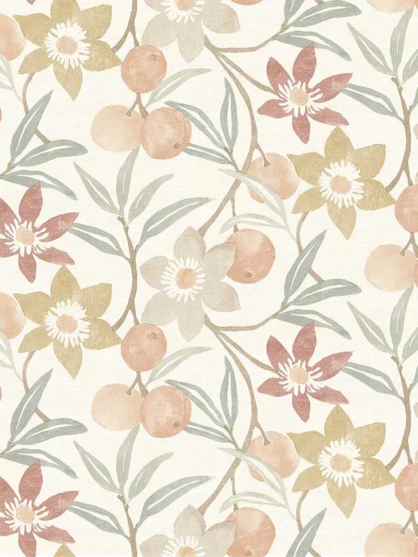 peach floral wallpaper for bedroom by Chesapeake