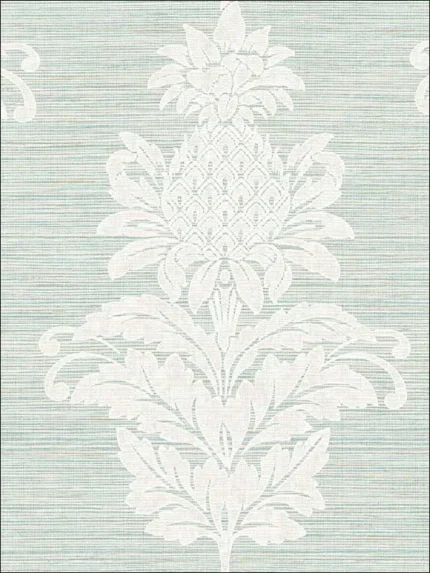 turquoise damask wallpaper for dining room by Kenneth James