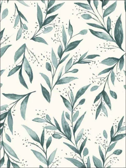 teal patterned wallpaper for bedroom by Magnolia Home  by Joanna Gaines