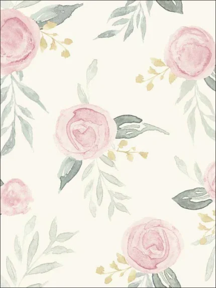 pink patterned wallpaper for bedroom by Magnolia Home  by Joanna Gaines