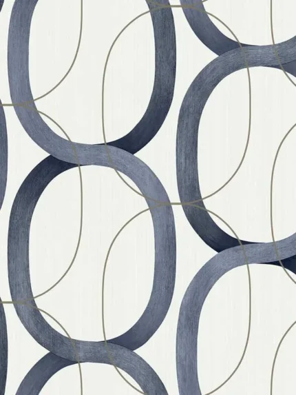 navy patterned wallpaper for bedroom by Candice Olson