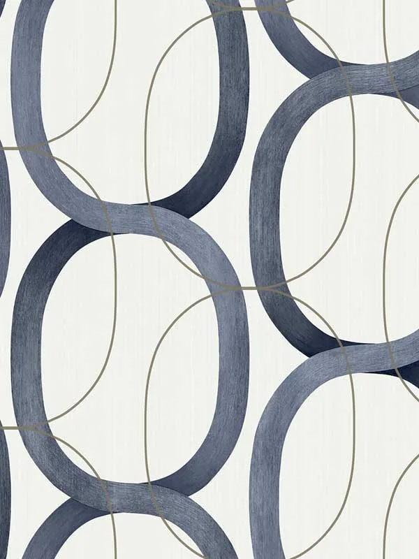 navy patterned wallpaper for bedroom by Candice Olson
