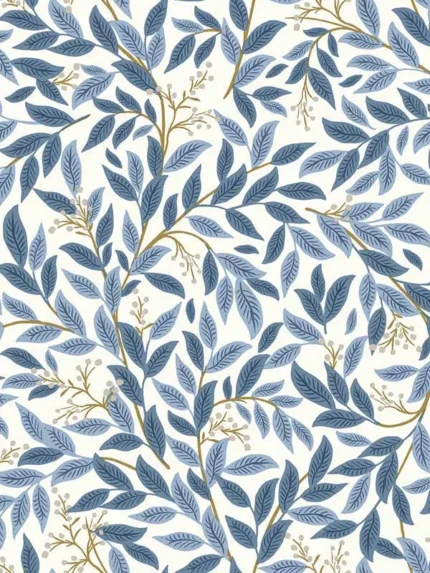 blue and white patterned wallpaper for bedroom by Rifle Paper Co