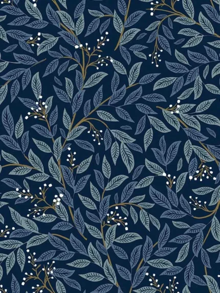 navy patterned wallpaper for bedroom by Rifle Paper Co