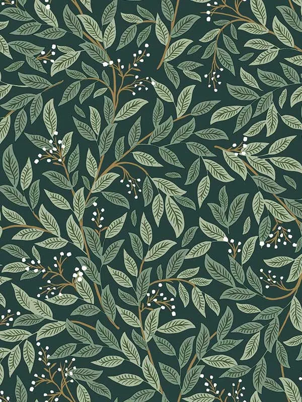 emerald patterned wallpaper for bedroom by Rifle Paper Co