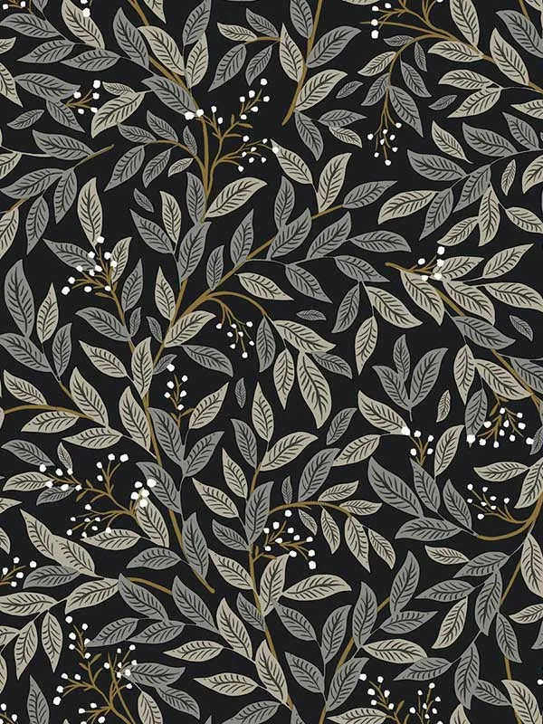 black patterned wallpaper for bedroom by Rifle Paper Co