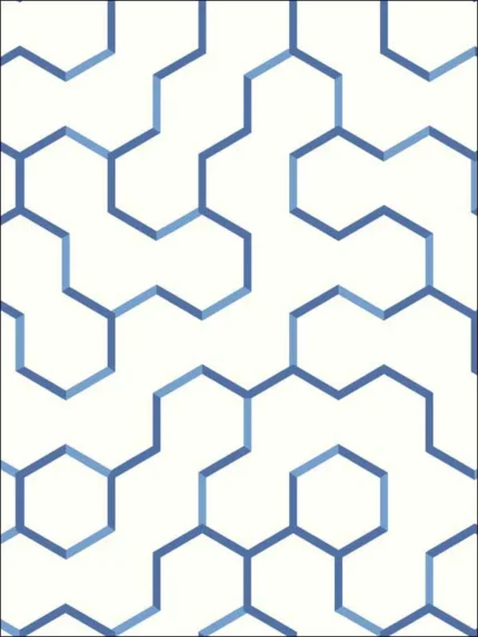 blue geometric wallpaper for bedroom by York