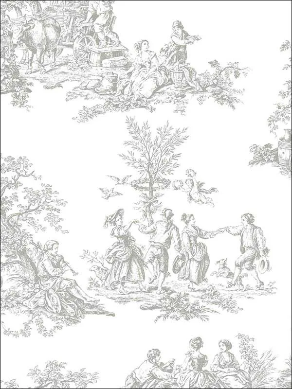 Romantic Toile Light Grey Wallpaper for Modern Living Rooms or Offices | Patton Norwall - Shop Safe in Houston Wallpapering toile light grey toile wallpaper for dining room by Patton Norwall