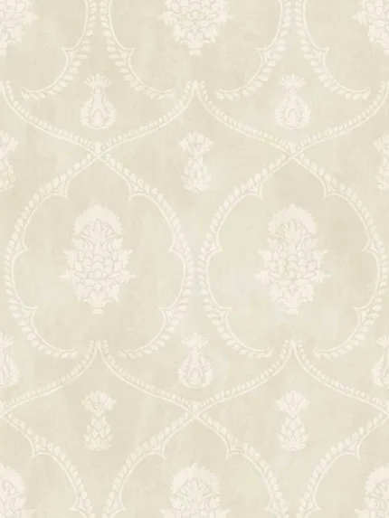 beige damask wallpaper for dining room by Ronald Redding