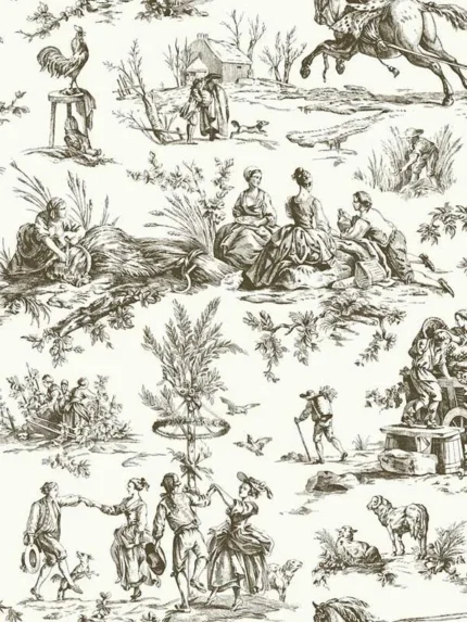 brown toile wallpaper for dining room by York