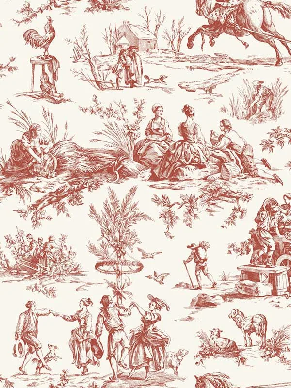 scarlet toile wallpaper for dining room by York
