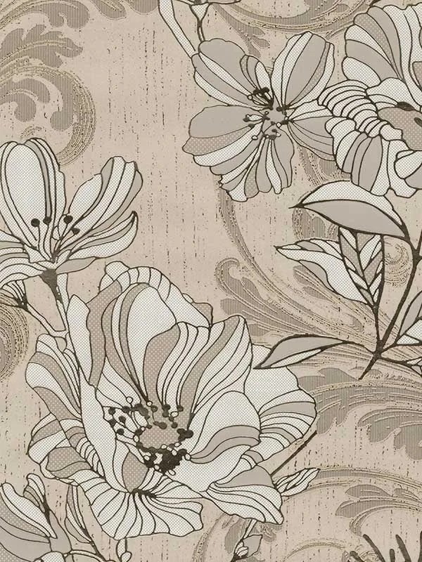gold floral wallpaper for bedroom by A Street Prints