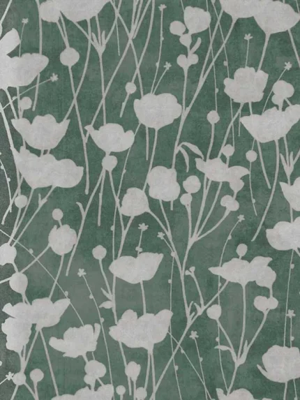 green and silver patterned wallpaper for bedroom by Ronald Redding