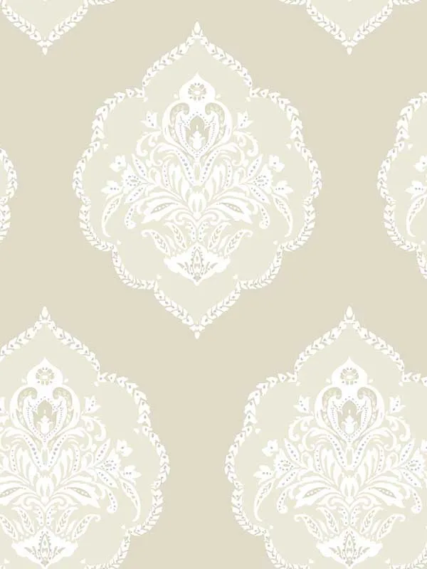 beige damask wallpaper for dining room by York
