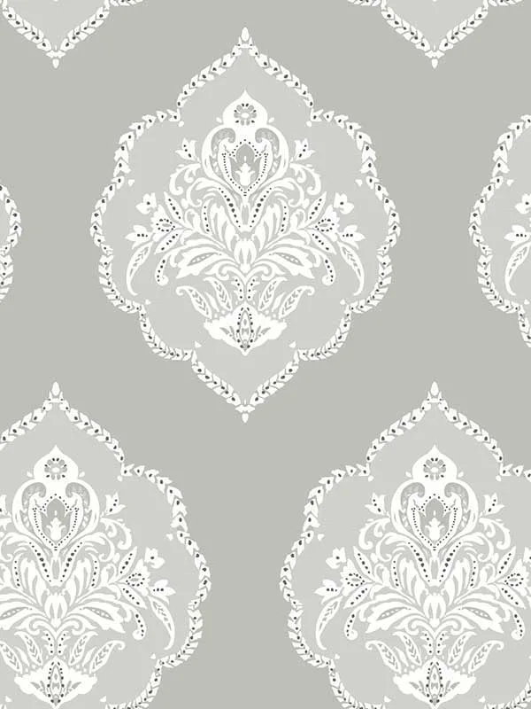 grey damask wallpaper for dining room by York
