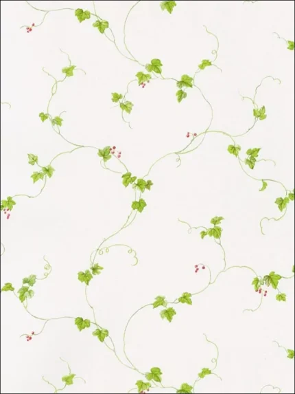 greens reds whites patterned wallpaper for bedroom by Patton Norwall