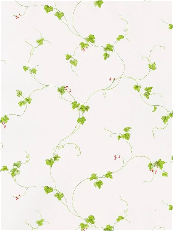 greens reds whites patterned wallpaper for bedroom by Patton Norwall