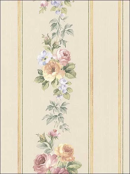 beige pink yellow light blue striped wallpaper for bedroom by Patton Norwall
