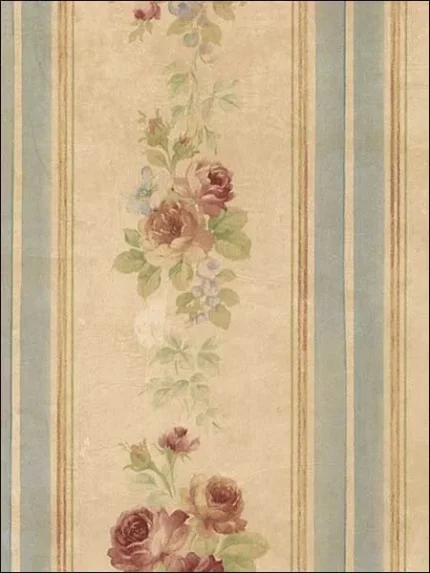 beige red blue green striped wallpaper for bedroom by Patton Norwall