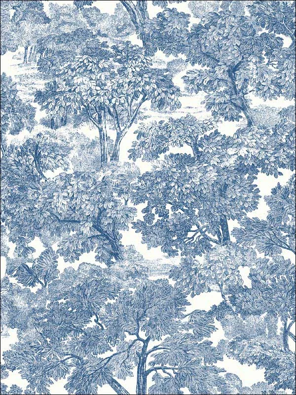 blue toile wallpaper for dining room by Chesapeake