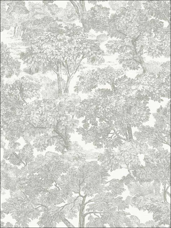 grey toile wallpaper for dining room by Chesapeake