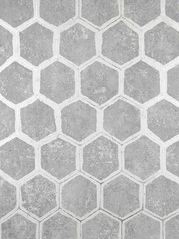 Starling Honeycomb Pewter Wallpaper for Fun Accent Walls in Kids Spaces | Brewster - Shop Safe in Houston Wallpapering pewter textured wallpaper for office by Brewster