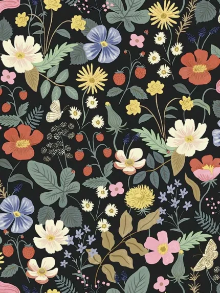 black and green patterned wallpaper for bedroom by Rifle Paper Co