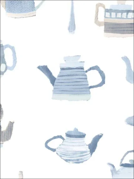 blue beige patterned wallpaper for bedroom by Patton Norwall