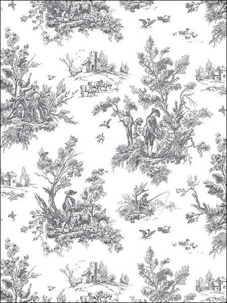 black toile wallpaper for dining room by Patton Norwall