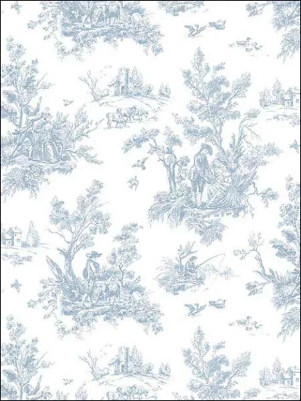 blue toile wallpaper for dining room by Patton Norwall