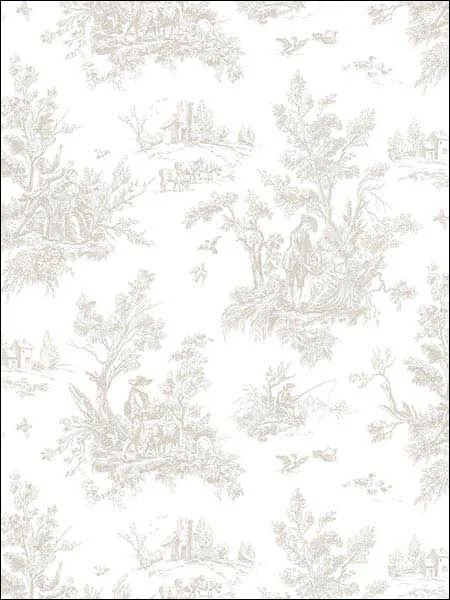taupe wool brown toile wallpaper for dining room by Patton Norwall