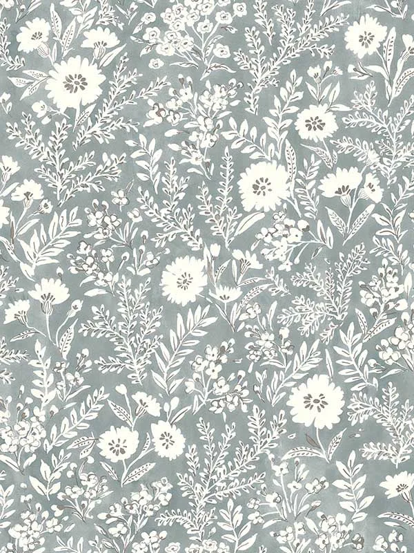 blue floral wallpaper for bedroom by Chesapeake