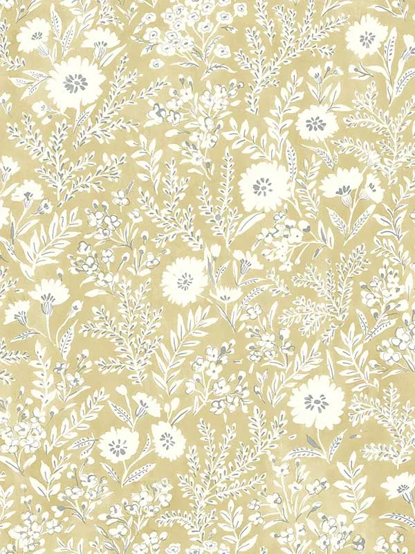 wheat floral wallpaper for bedroom by Chesapeake