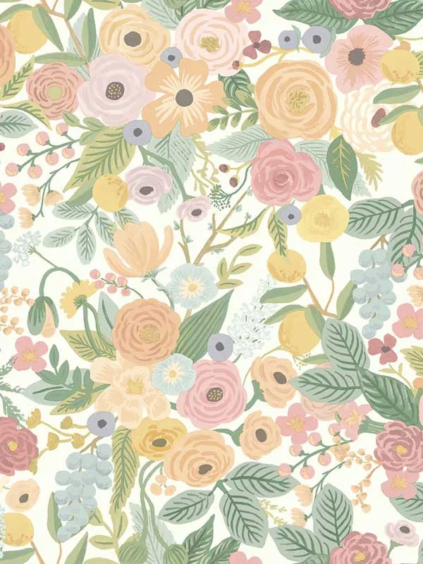 Garden Party Pastel Wallpaper for Bedrooms or Cozy Reading Corners | Rifle Paper Co - Shop Safe in Houston Wallpapering pastel patterned wallpaper for bedroom by Rifle Paper Co