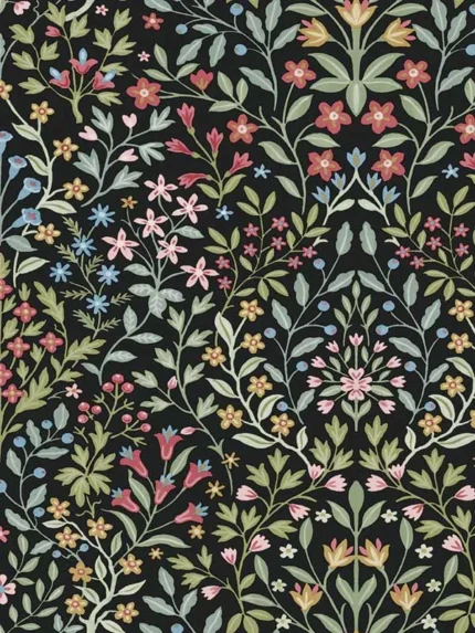 black and multicolor patterned wallpaper for bedroom by Magnolia Home  by Joanna Gaines