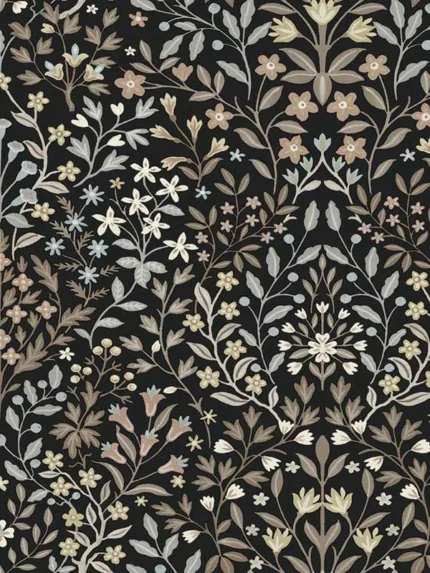 black and neutral patterned wallpaper for bedroom by Magnolia Home  by Joanna Gaines