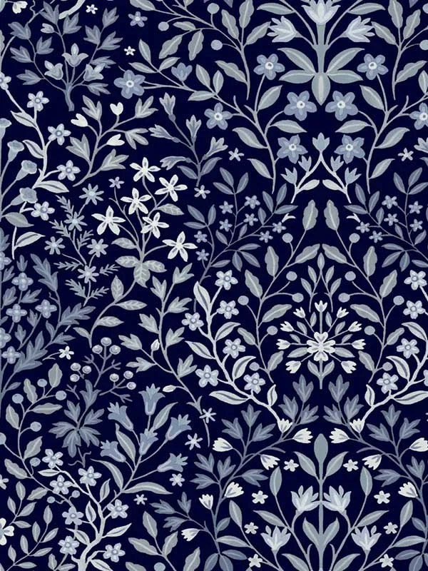 blue patterned wallpaper for bedroom by Magnolia Home  by Joanna Gaines