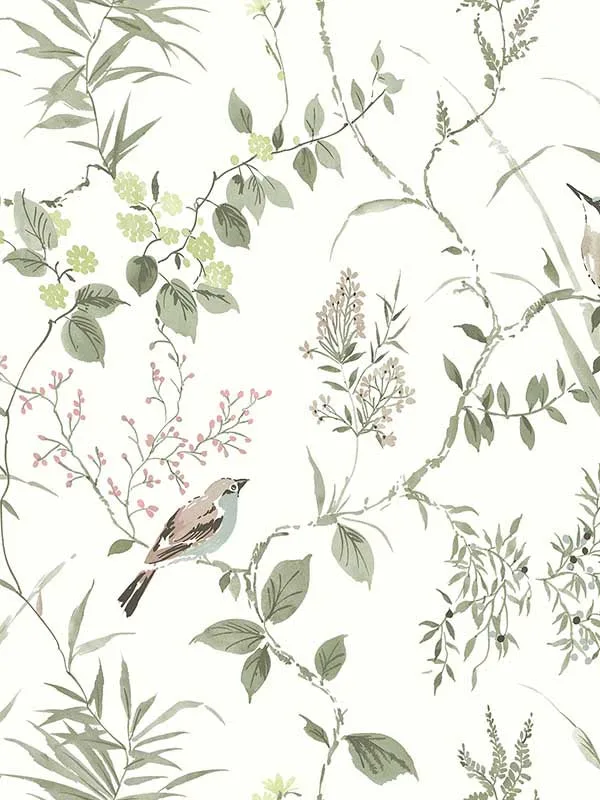 Imperial Garden Botanical Moss Wallpaper for Living Rooms or Dining Rooms | Chesapeake - Shop Safe in Houston Wallpapering moss botanical wallpaper for bedroom by Chesapeake