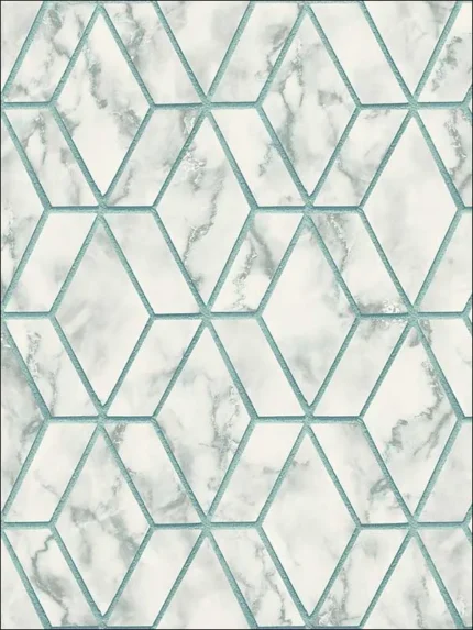 aqua and teal patterned wallpaper for bedroom by Pelican Prints