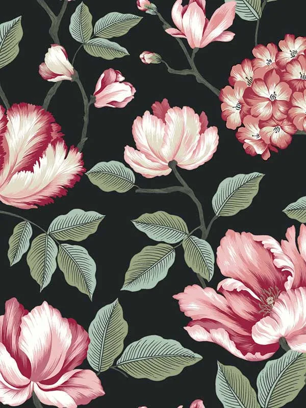 black patterned wallpaper for bedroom by York