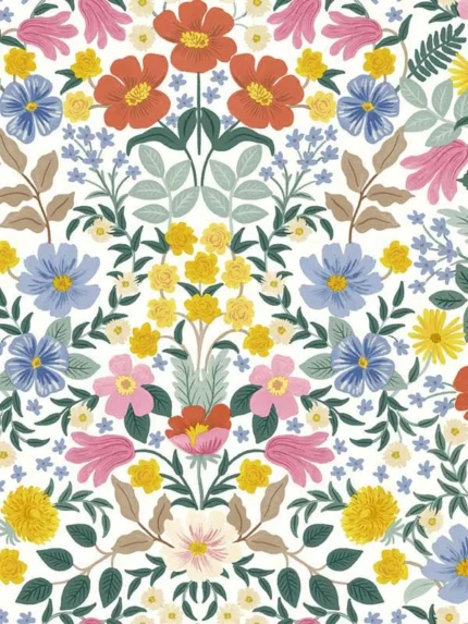 white patterned wallpaper for bedroom by Rifle Paper Co