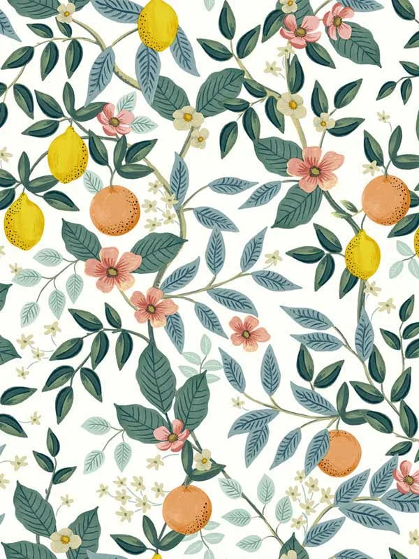 white patterned wallpaper for bedroom by Rifle Paper Co