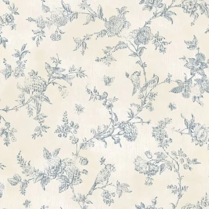 French Nightingale Blue Trail Wallpaper wallpaper by York Wallcoverings