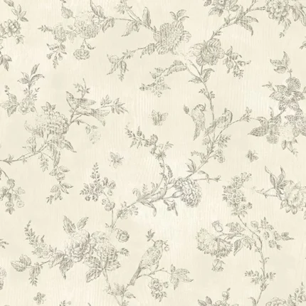 French Nightingale Cream Trail Wallpaper wallpaper by York Wallcoverings