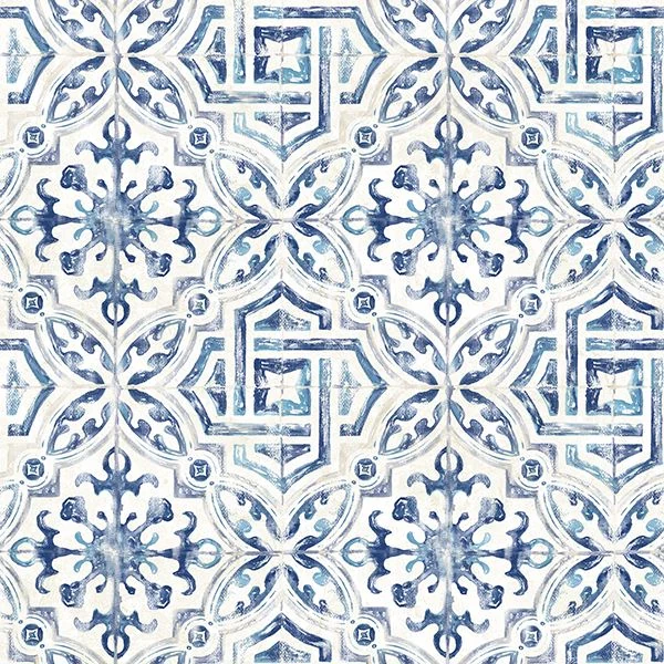 Sonoma Navy Spanish Tile Wallpaper - York Wallpaper Image 1 Sonoma Navy Spanish Tile Wallpaper wallpaper by York Wallcoverings