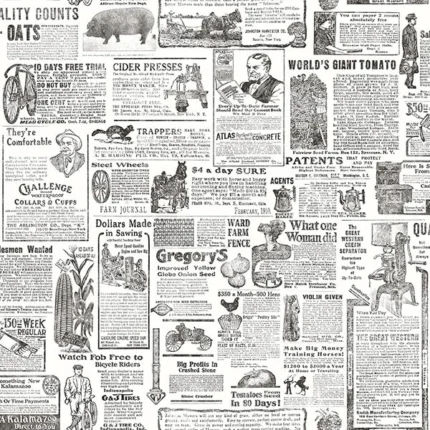 Underwood Black Newspaper Wallpaper wallpaper by York Wallcoverings