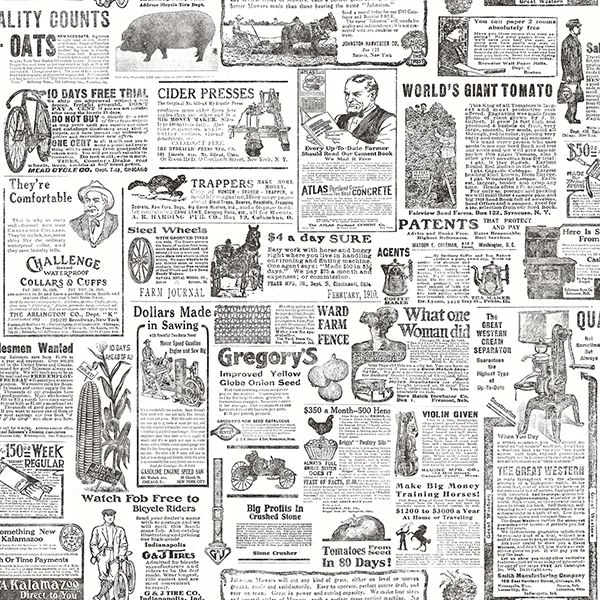 Underwood Black Newspaper Wallpaper - York Wallpaper Image 1 Underwood Black Newspaper Wallpaper wallpaper by York Wallcoverings