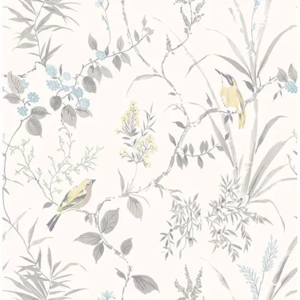 Imperial Garden Light Grey Botanical Wallpaper wallpaper by York Wallcoverings