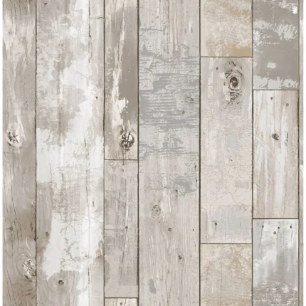 Samuel Light Grey Distressed Wood Wallpaper wallpaper by York Wallcoverings