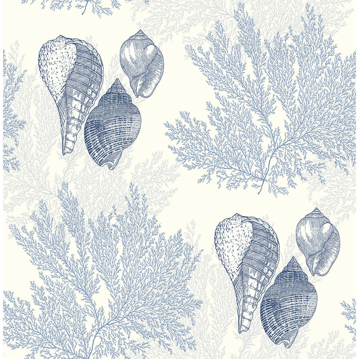 Nauset Blue Seashell Shores Wallpaper - York Wallpaper Image 1 Nauset Blue Seashell Shores Wallpaper wallpaper by York Wallcoverings